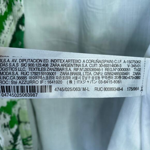 ZARA Linen Blend Green Paisley Print Tie Front Kimono Size Large Beach Resort - Picture 5 of 7